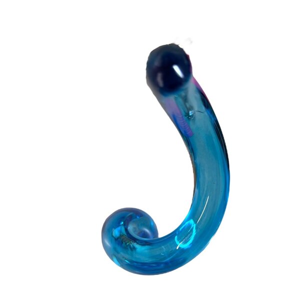 Art Blue Glass Wave Twisted Cone Sculpture Modern Art Decor Curved Abstract MCM - Picture 6 of 9